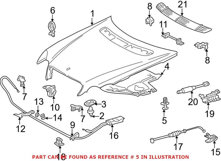 Mercedes Clip - Hood Insulation 0019880325